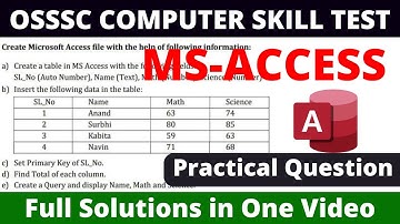 MS Access practical question pdf osssc | Computer Skill Test for PEO Exam 2023 Odisha