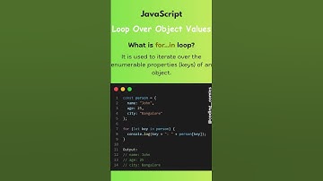 Loop through object values in JS || For In Loop in Js