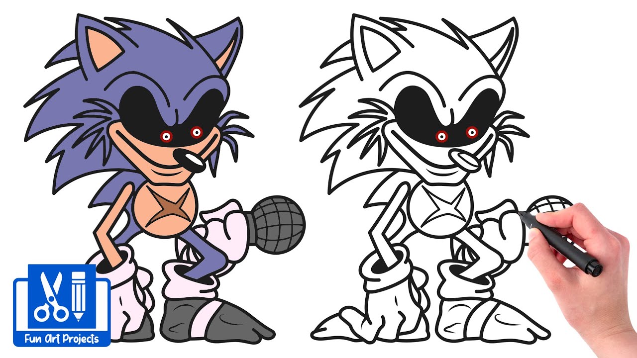 How To Draw FNF MOD Sonic EXE V2.0 - Lord X - Step by Step check out   channel in my profile : r/drawing