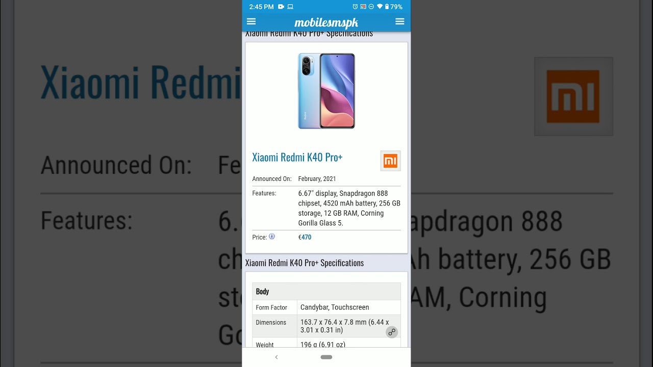 Xiaomi Redmi K40 Pro+ Specs