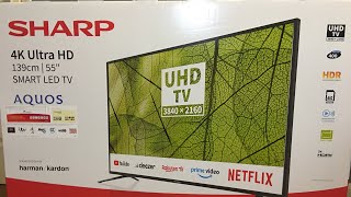 Unboxing Sharp 4K Ultra HD (139cm/55inch) SMART LED TV   Review