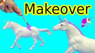 Custom Dollar Tree Horse Makeover Into Glitter Unicorn Do It Yourself DIY Craft with Paint + Clay image