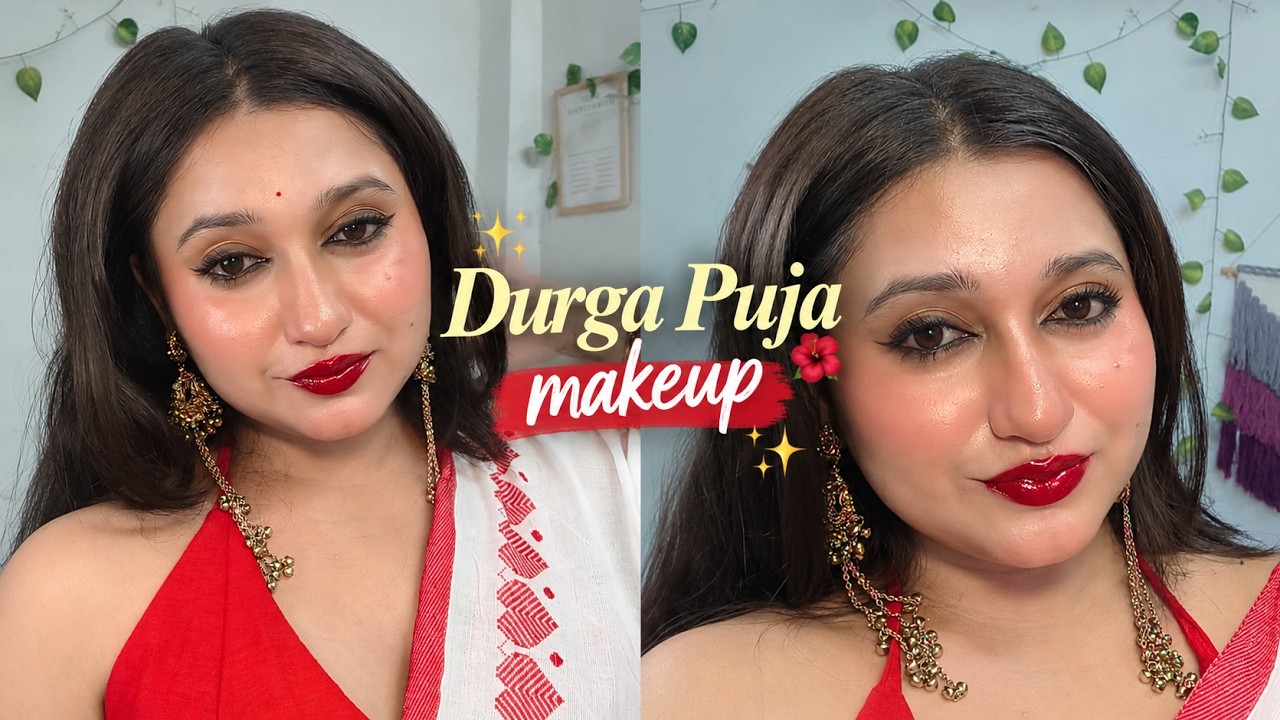DURGA PUJA MAKEUP TUTORIAL ️ | Beginner Friendly festive glam | Easy ...