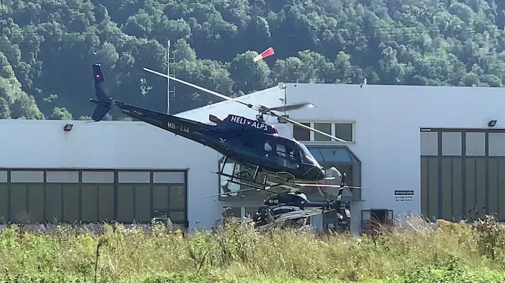 Eurocopter H125 Ecureuil AS350B3 HB-ZIJ Heli Alps takeoff Sion airport Valais Switzerland 22.09.2021