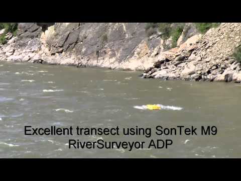 Oceanscience Q-Boat 1800P with SonTek M9 River Surveyor ADCP Discharge Velocity Measurement
