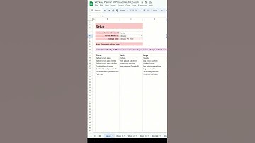 Workout Planner Spreadsheet for Google Sheets and Excel #shorts