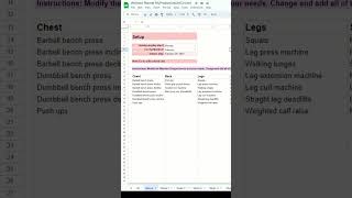 Workout Planner Spreadsheet For Google Sheets And Excel