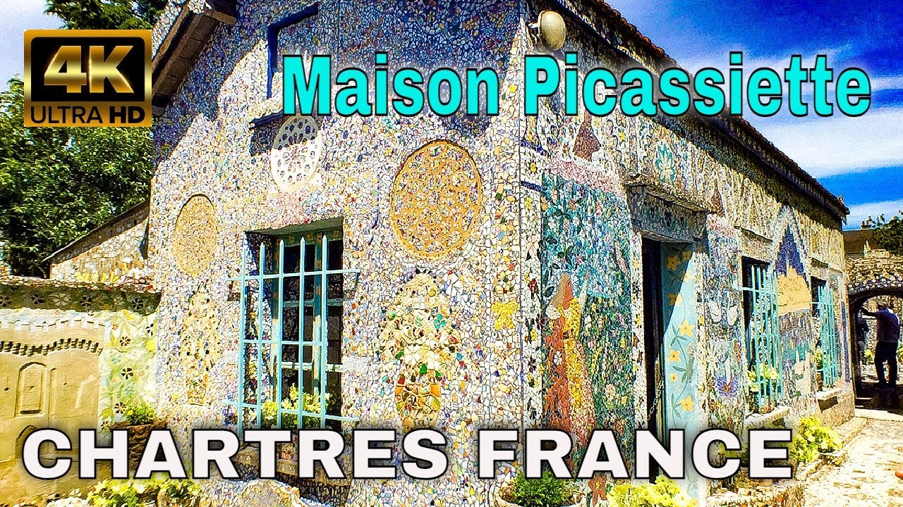 Chartres France  4K Walk - Maison Picassiette - Unique House Mosaic Made from Broken Glass