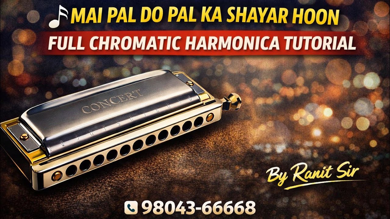 Mai Pal Do Pal Ka Shayar Hoon | Полный видеоурок по игре на губной гармонике | Пошаговый урок игр...