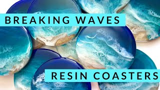 Resin Tutorial: ocean beach coasters, 3 Dimensional wave effects with a touch of glow