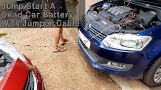 Jump start a dead car battery with jumper cable, step by step explanation in Hindi