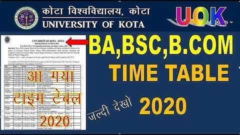 kota university time table 2020 | uok time table 2020 | ba,bsc,b.com time table 2020