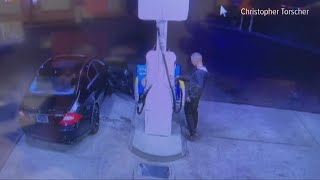 Man seen on camera switching gas pump nozzles in Roseville, California