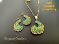 Ammonite Earrings & Pendant set || Seed Beads Spiral Earrings