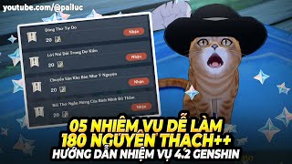 Tổng Hợp 5 Nhiệm Vụ Dễ Làm: 180  Nguyên Thạch! Trang Sách Bí Ẩn Số 10 Genshin Impact 4.2