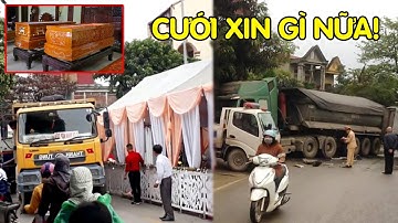 Xe tải "san bằng" rạp cưới dựng giữa đường, cô dâu chú rể 