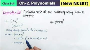 Class 9 Maths Chapter 2 Polynomials Example 18 Evaluate with suitable identities NCERT Exercise 2.4