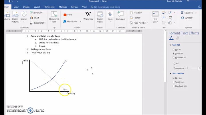Using MS Word to draw diagrams for economics