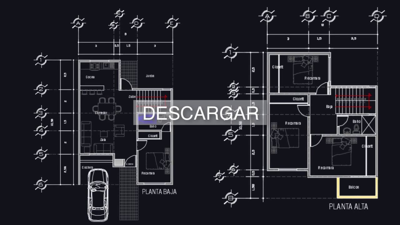 Introducir 53+ imagen planos de casas de dos pisos con medidas en autocad
