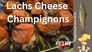 Lachs Cheese Champignons / Fingerfood vom Grill oder Smoker / Grill Tapas / einfaches Grillrezept