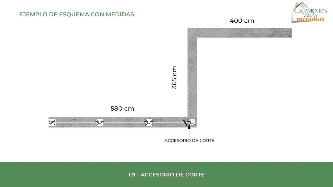 Valla metálica 1950x945mm para montar sobre muro, balcón o cercados