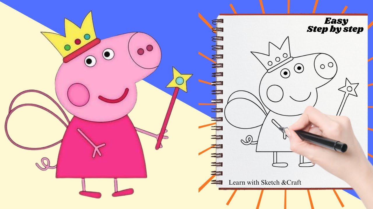 Как нарисовать принцессу-фею Пеппу Свин! Простая пошаговая инструкция для детей 🐷✨🪄 #ViralDrawing...