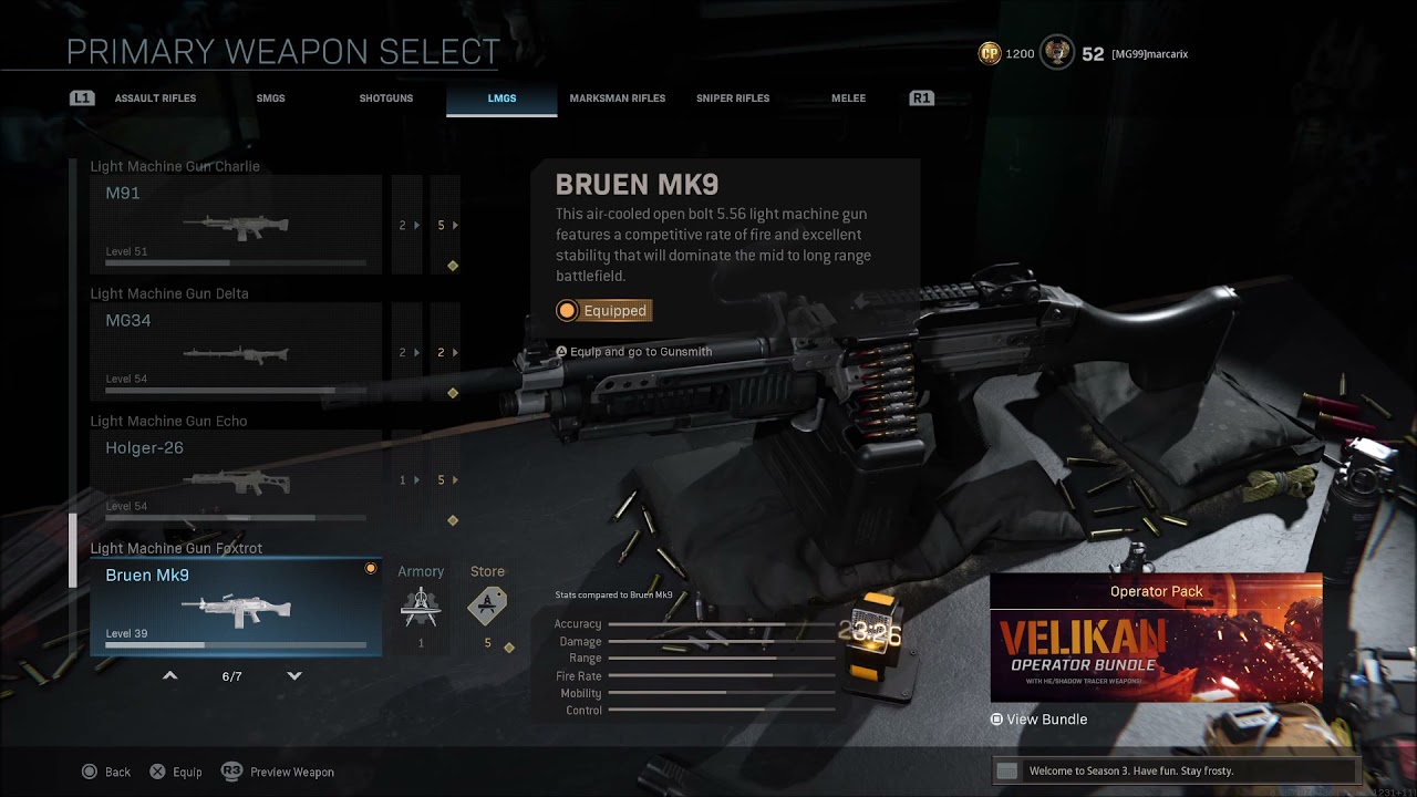 Weapon Stats: Call of Duty Modern Warfare-Bruen MK9