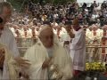 Raw: Pope Francis Trips and Falls During Mass