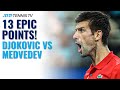 13 EPIC Novak Djokovic vs Daniil Medvedev Tennis Points 🤯