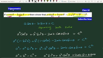 If acostheta-bsintheta=c then asin+bcos= | If acosθ-bsinθ=c then show that asinθ+bcosθ= ±√a² + b²-c²