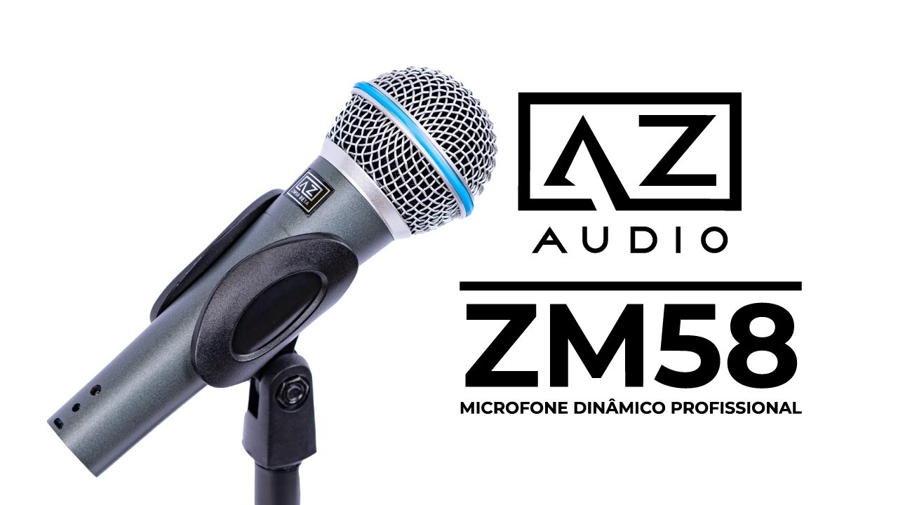 Microfone Dinâmico Profissional AZ Audio ZM58 BETA com Bag e Cachimbo