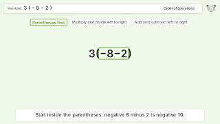 Master Order of Operations: Solve 3(-8-2) Step by Step!