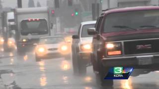 Rain causes slippery roads in Northern California