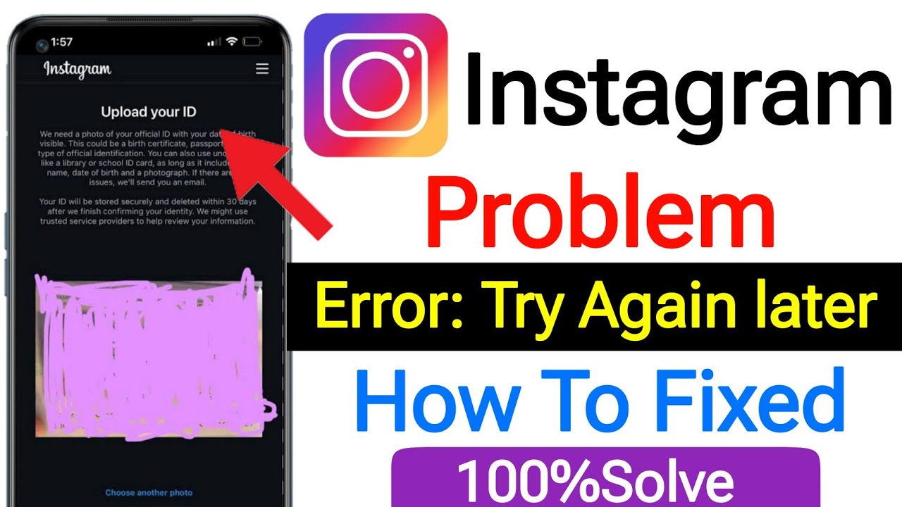 upload your id instagram error please try again later || instgram ...