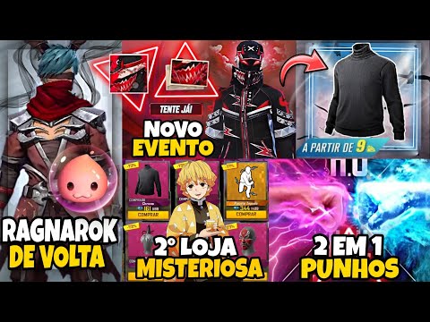 URGENTE!! ITENS DA LOJA MISTERIOSA DEMON SLAYER, TÊNIS ANGELICAL, SOMBRA  ROXA - NOVIDADES FREE FIRE 