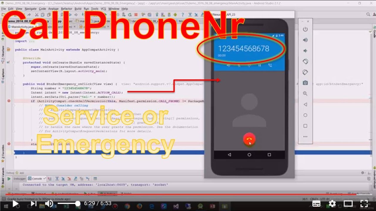 Android Studio #19: Call A Number Or Emergency By Intent.Action_Call.