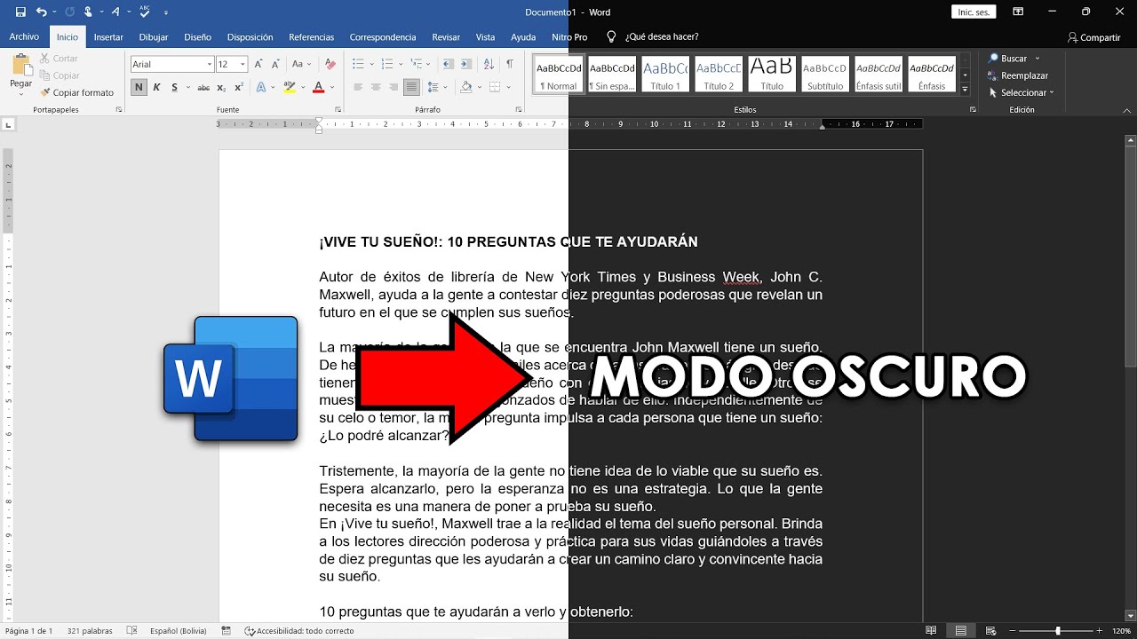 Cambiar el aspecto de Microsoft Word 2022 a MODO OSCURO | Microsoft Office  365 - YouTube