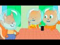 Cats Family in English - Underwater House Cartoon for Kids