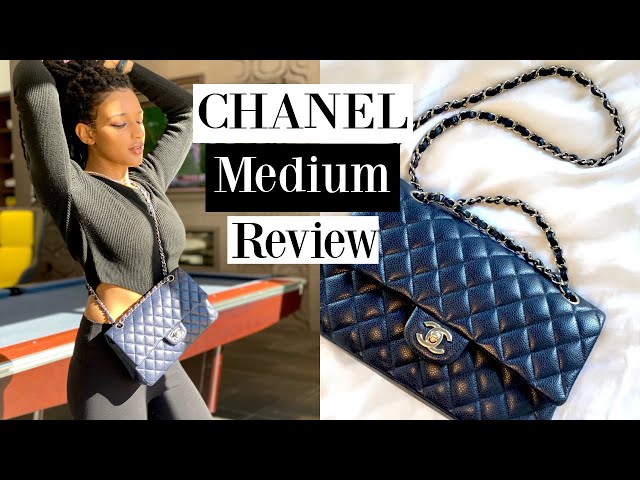 Chanel classic flap bag in midnight blue review & what's in my bag