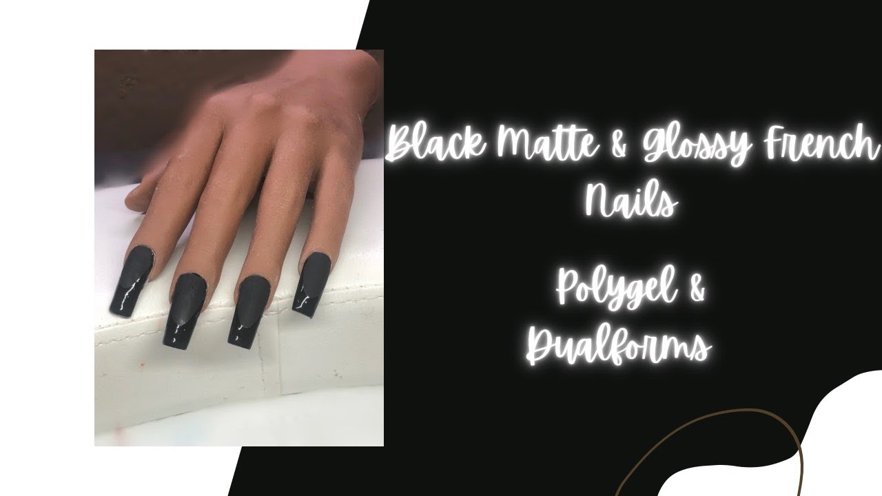 Matte Black/French Tip(Shiny) |Dual Forms |Polygel Recreate/Inspo 🖤🖤🖤🖤