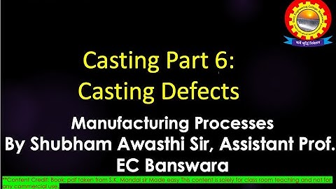 Casting Part 6: Casting Defects by Shubham Awasthi | B.Tech.| ME | 4th Sem | Manufacturing Processes