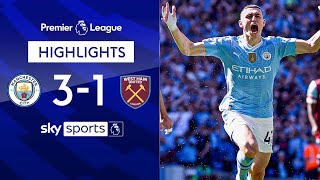 Man City win record fourth PL title in a row | Man City 3-1 West Ham | Premier League Highlights image