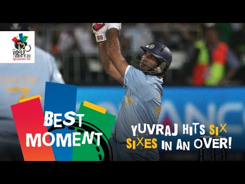 Yuvraj Singh slams six sixes off Stuart Broad  ENG v IND  T20 World Cup 2007