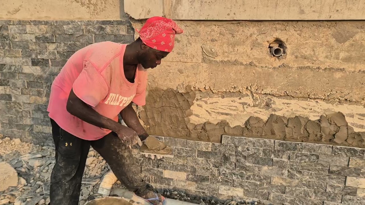 How To Fix Black Natural Stone Step By Step Tutorial For Beginners || How to Install Stone Tiles 