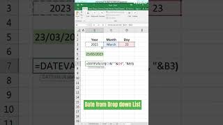 Date Picker | Date from Drop down List | DATEVALUE Formula | #short #shortsvideo #excel #trending