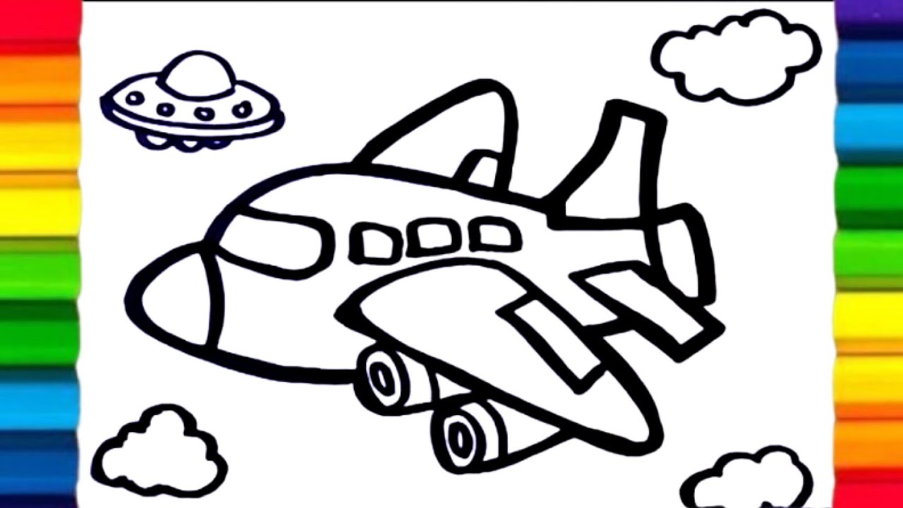 How to draw and color a plane drawing and coloring for children and babies - YouTube