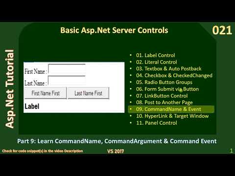 Basic Controls | Part 9 - CommandName, CommandArgument & Command Event | Asp Net Tutorial #021