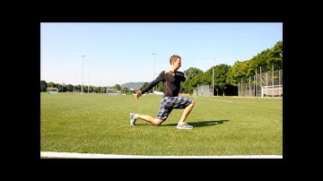 Knee Hug to Forward Lunge with Torso Rotation Stretch