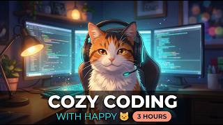 Late Night Coding • LoFi Synth + Cat Purring (3 Hours)