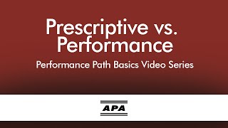 Famous Prescriptive vs. Performance | APA Performance Path Basics Profile
